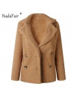 Nadafair plus rozmiar z polaru faux futro kurtka płaszcz kobiety zima kieszenie gruby pluszowy płaszcz kobiet miękkie pluszowe p