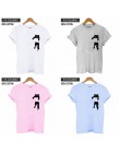 COOLMIND QI0232B 100% bawełna kot drukuj kobiety T shirt na co dzień z krótkim rękawem Tshirt kobiet o-neck luźne kobiet t-shirt