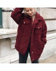 Missufe skręcić w dół kołnierz Top płaszcz zimowy ponad rozmiar przycisk na co dzień kobiet kurtka jesień kurtka Bomber kobiety 