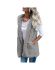 Sexy kobiet kamizelka ciepła bluza z kapturem na zimę otwórz Stitch znosić sweter na co dzień płaszcz Faux futra Zip Up Sherpa k