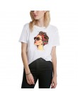 2018 lato Vogue dziewczyna drukuj kobiety T shirt na co dzień z krótkim rękawem koszulka z dekoltem w moda biały Tee koszula Cam