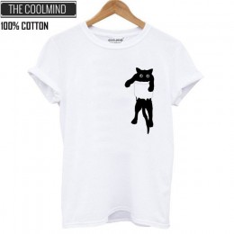 COOLMIND QI0232B 100% bawełna kot drukuj kobiety T shirt na co dzień z krótkim rękawem Tshirt kobiet o-neck luźne kobiet t-shirt