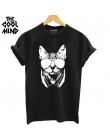 COOLMIND QI0232B 100% bawełna kot drukuj kobiety T shirt na co dzień z krótkim rękawem Tshirt kobiet o-neck luźne kobiet t-shirt