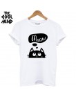 COOLMIND QI0232B 100% bawełna kot drukuj kobiety T shirt na co dzień z krótkim rękawem Tshirt kobiet o-neck luźne kobiet t-shirt