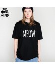 COOLMIND QI0232B 100% bawełna kot drukuj kobiety T shirt na co dzień z krótkim rękawem Tshirt kobiet o-neck luźne kobiet t-shirt