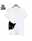 COOLMIND QI0232B 100% bawełna kot drukuj kobiety T shirt na co dzień z krótkim rękawem Tshirt kobiet o-neck luźne kobiet t-shirt