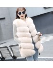 Jesień zima Faux Fur Coat kobiety moda koreański elegancki bez rękawów długa kamizelka kobieta na co dzień szczupła luksusowe gr