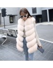 Jesień zima Faux Fur Coat kobiety moda koreański elegancki bez rękawów długa kamizelka kobieta na co dzień szczupła luksusowe gr