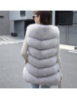 Jesień zima Faux Fur Coat kobiety moda koreański elegancki bez rękawów długa kamizelka kobieta na co dzień szczupła luksusowe gr
