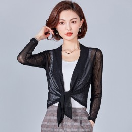 Cienkie z długim rękawem kurtka Bolero kobiety z krótkim rękawem wzruszając ramionami Bolero Casaco Feminino szczupła kobieta ot