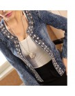 2018 New Arrival wiosna jesień denim kurtki w stylu vintage diamenty casual płaszcz damski kurtka dżinsowa dla odzież wierzchnia