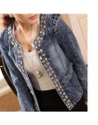 2018 New Arrival wiosna jesień denim kurtki w stylu vintage diamenty casual płaszcz damski kurtka dżinsowa dla odzież wierzchnia