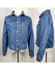 Kobiety jesień Denim krótka kurtka w stylu Vintage Streetwear płaszcz 2018 kobiet Jean kurtka niebieski z długim rękawem kieszen