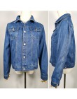 Kobiety jesień Denim krótka kurtka w stylu Vintage Streetwear płaszcz 2018 kobiet Jean kurtka niebieski z długim rękawem kieszen