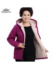 W średnim wieku jesień polar odzieży wierzchniej 2019 Plus rozmiar 5XL Slim z kapturem kobiet kurtka jednolity kolor ciepły na c