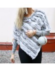 ETHEL ANDERSON prawdziwe futro z dzianiny królik futro Poncho kamizelka kamizelka moda Wrap płaszcz Vtg szal pani naturalne futr