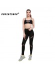 CHRLEISURE Sexy kobiety legginsy Gothic wkładka Mesh projekt spodnie spodnie duży rozmiar czarny Capris odzież sportowa nowy fit