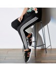 Kobiety legginsy na co dzień bawełna paski Fitness legginsy z wysokim stanem spodnie damskie duży odcinek Legging, żeński, moda 