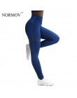 NORMOV odzież sportowa wysoka talia fitness legginsy spodnie damskie moda Patchwork trening Legging Stretch Slim odzież sportowa