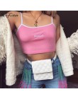 Hugcitar litery haft spaghetti paski patchwork sexy crop tops 2018 lato kobiet mody camis