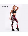 Qickitout legginsy Hot sprzedam kobiety czaszki i kwiat czarne legginsy druku cyfrowego spodnie spodnie spodnie rozciągliwe Plus