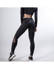 CHRLEISURE solidna wysoka talia Fitness Legging kobiety serce treningu legginsy Femme moda Mesh i patchwork skóra PU legginsy