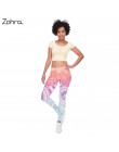 Zohra marki kobiety moda Legging Aztec Round Ombre druk legginsy Slim legginsy z wysokim stanem kobieta spodnie