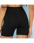 SHEIN stałe jazda na rowerze legginsy z wysokim stanem kobiety 2019 Athleisure Crop fitness legginsy letnie damskie na co dzień 