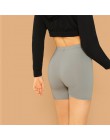 SHEIN stałe jazda na rowerze legginsy z wysokim stanem kobiety 2019 Athleisure Crop fitness legginsy letnie damskie na co dzień 