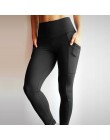 NORMOV wysokiej talii Fitness legginsy kobiety Push Up treningu Legging z kieszeniami Patchwork spodnie legginsy kobiety Fitness