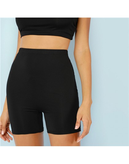 SHEIN stałe jazda na rowerze legginsy z wysokim stanem kobiety 2019 Athleisure Crop fitness legginsy letnie damskie na co dzień 