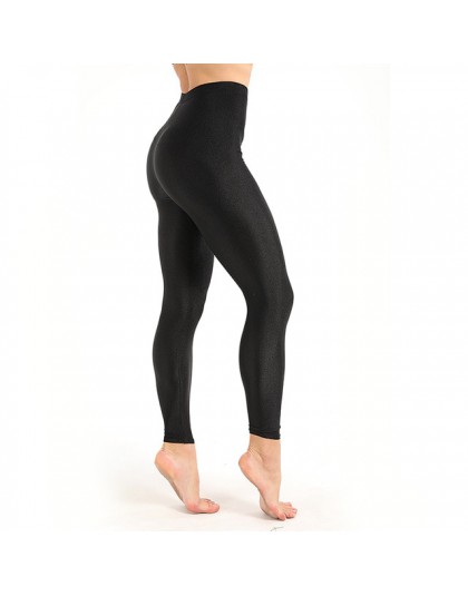 Damskie legginsy treningowe na co dzień, błyszczące, błyszczące, Legging kobiet Fiteness legginsy Plus rozmiar M-XXXL czarny sta