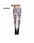 Qickitout legginsy New Arrival damska czaszka i brzoskwiniowy kwiat legginsy druk cyfrowy spodnie spodnie spodnie rozciągliwe hu