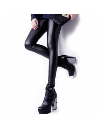 Spodnie damskie spodnie Sexy Slim błyszczące Fitness Faux Leather Legging 2019 nowy