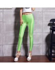 Nowy 20 cukierkowe kolory stałe fluorescencyjne legginsy kobiety na co dzień Plus rozmiar Multicolor błyszczące błyszczące Leggi