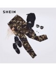 SHEIN Multicolor Mesh Insert Camo drukuj legginsy sportowe Patchwork Sheer Crop spodnie kobiet jesień Athleisure legginsy