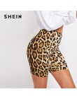 SHEIN Multicolor na co dzień w stylu Highstreet Leopard Print Skinny krótki Legging lato nowoczesne Lady Athleisure kobiety Crop