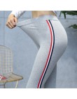 Wysokiej jakości bawełniane legginsy boczne paski kobiety na co dzień Legging spodnie Plus rozmiar 5XL wysoka talia fitness legg