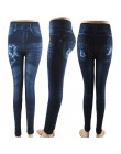 Leginsy jeansowe jegginsy getry długie z kieszeniami elastyczne modne wygodne oryginalne niebieskie granatowe