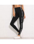 SweatyRocks list druku korzystając z łączy z boku Skinny legginsy 2018 rozciągliwy aktywny nosić legginsy upraw kobiety Athleisu