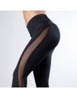 CHRLEISURE moda Mesh legginsy kobiety Fitness Legging PU spodnie skórzane legginsy serca legginsy treningowe Femme legginsy