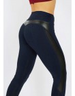 CHRLEISURE moda Mesh legginsy kobiety Fitness Legging PU spodnie skórzane legginsy serca legginsy treningowe Femme legginsy