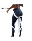 CHRLEISURE Fitness Legging geometryczny o strukturze plastra miodu druk cyfrowy legginsy wysokiej talii Hip oddychający polieste