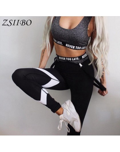 ZSIIBO damskie sportowe legginsy czarny drukuj treningowe damskie legginsy do fitnessu szczupła Jeggings Wicking Force ubrania d