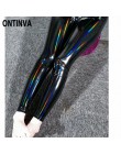 Damskie legginsy mokro wygląd PU skórzane legginsy czarny Slim długie spodnie kobiety M L XL XXL wysokiej talii Wetlook ciepłe S