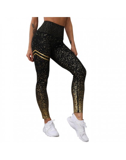 Wysoka talia fitness legginsy kobiet treningu złota druku legginsy kobiet odzież sportowa legginsy odzież sportowa Jeggings