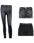 Spróbuj w BN B PU skóra niskiej talii legginsy kobiety Sexy Hip biustonosze push up Legging Jegging Gothic legginsy Jeggings