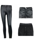 Spróbuj w BN B PU skóra niskiej talii legginsy kobiety Sexy Hip biustonosze push up Legging Jegging Gothic legginsy Jeggings