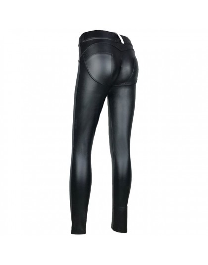 Spróbuj w BN B PU skóra niskiej talii legginsy kobiety Sexy Hip biustonosze push up Legging Jegging Gothic legginsy Jeggings