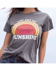 Damska koszulka letnia z krótkim rękawem topy tee jesteś moim słońcem Rainbow drukuj O-Neck T-Shirt kobiet Harajuku t koszula da